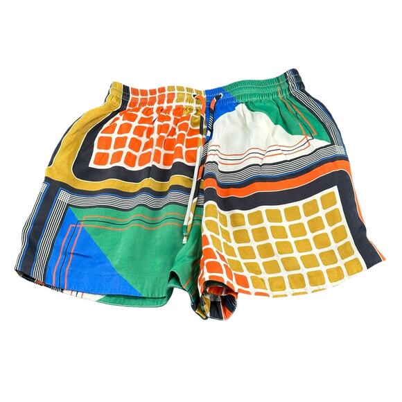 Song of Style Shorts Womens XS Oliver Multi Geo Scarf Silky Satin Artsy Colorful